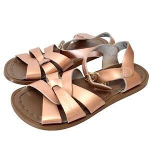SunSan The Saltwater Sandals Rose Gold Girls 13 Ankle Strap Buckle Flower Girl